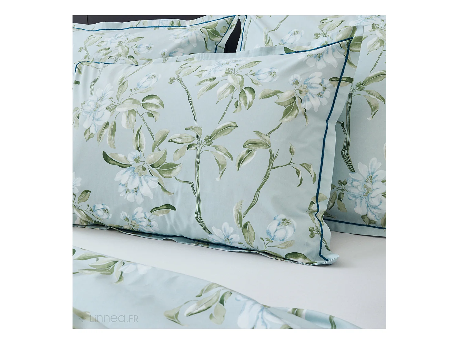 Taie de traversin 140x43 cm percale coton ELÉNA vert Nil