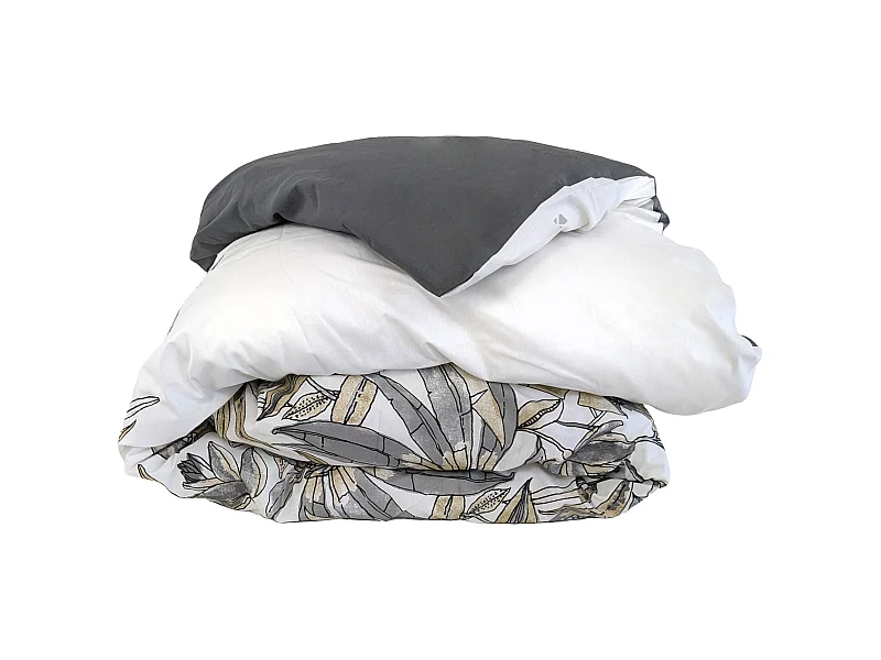 Housse de couette 240x220 cm coton SUMATRA gris Fusain