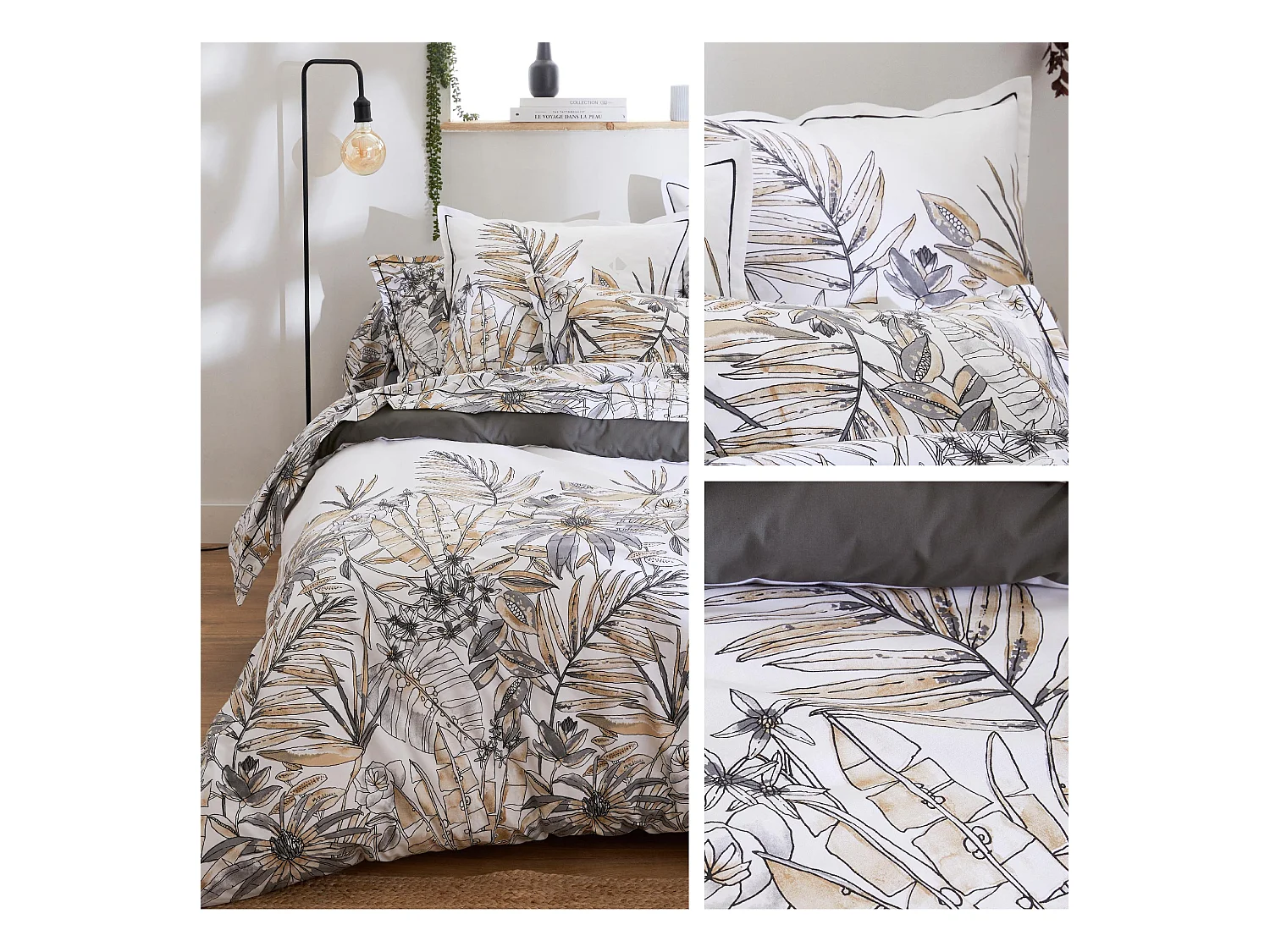 Housse de couette 240x220 cm coton SUMATRA gris Fusain