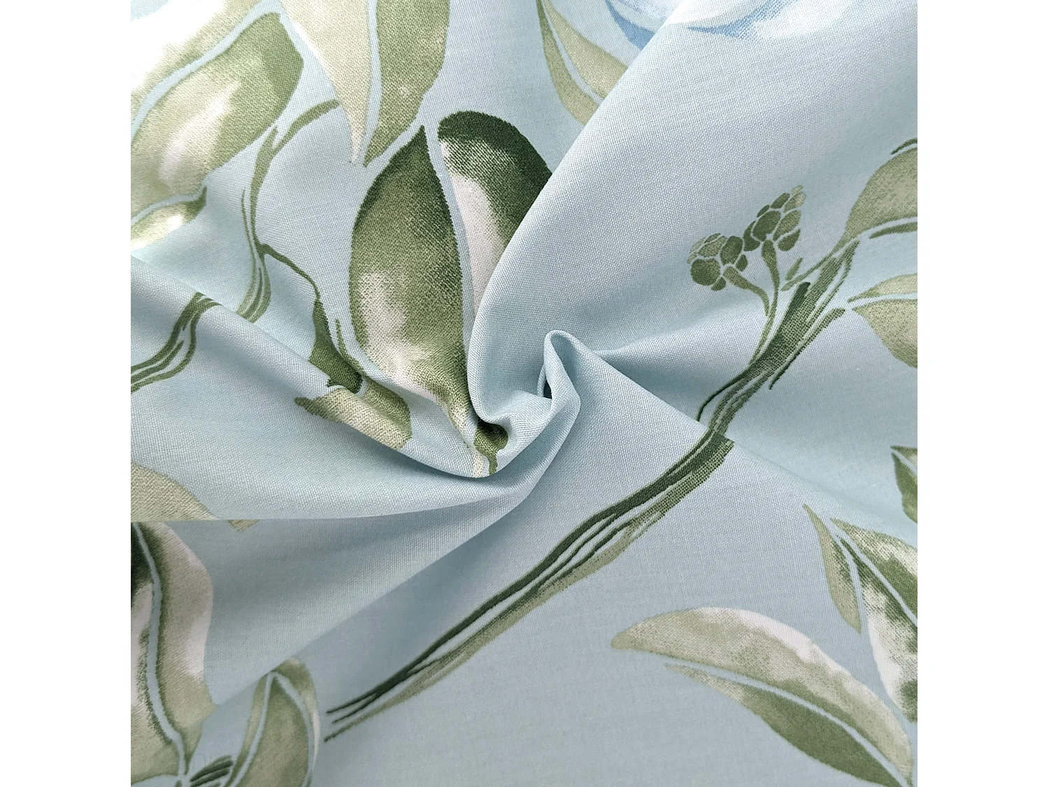 Housse de couette 200x200 cm percale coton ELÉNA vert Nil