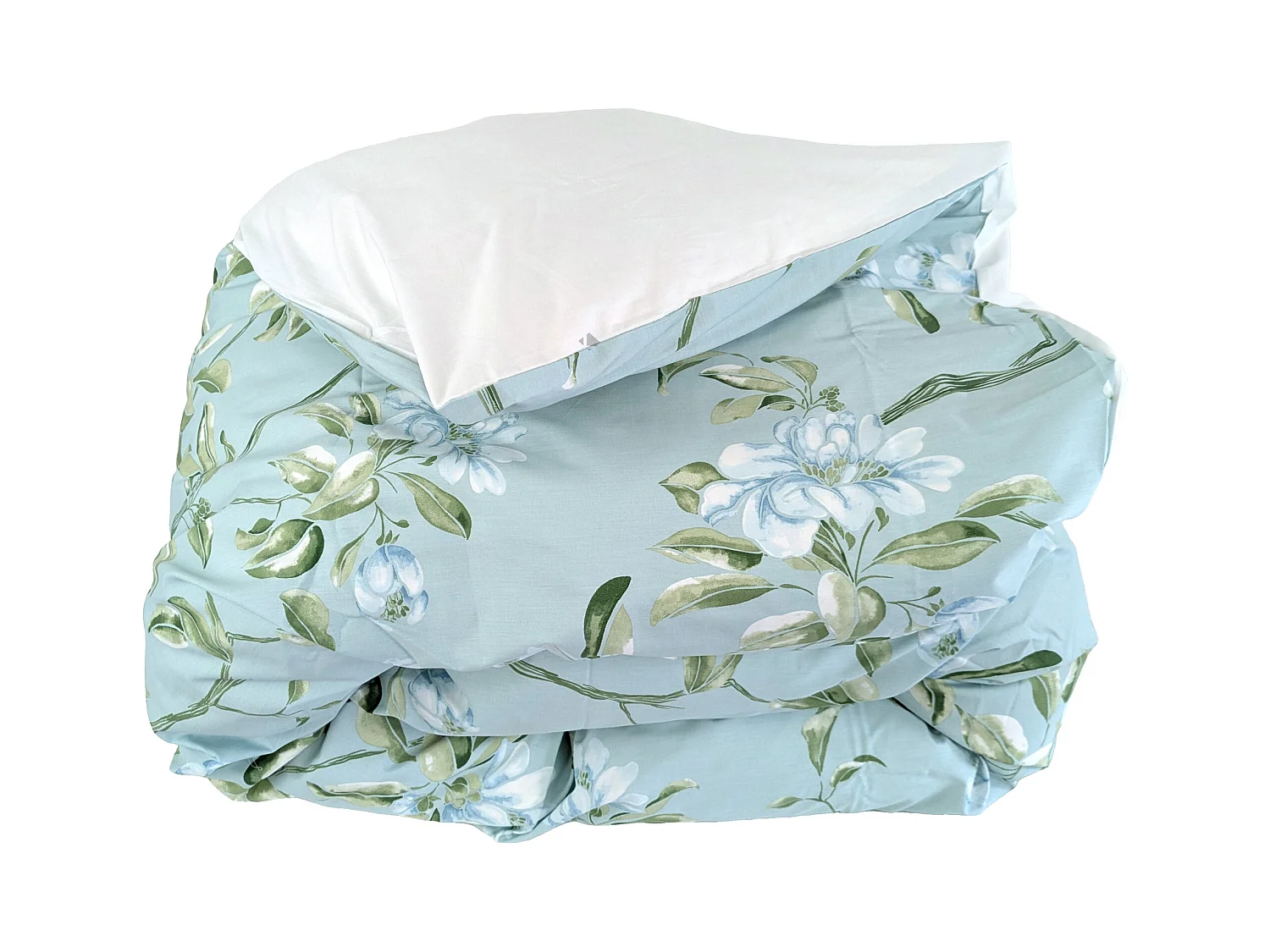 Housse de couette 200x200 cm percale coton ELÉNA vert Nil
