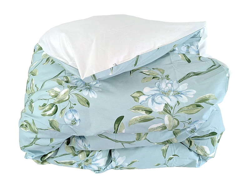 Housse de couette 140x200 cm percale coton ELÉNA vert Nil