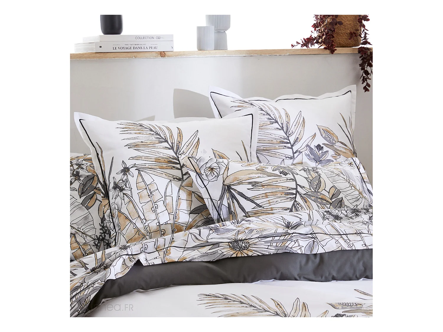 Housse de couette 140x200 cm coton SUMATRA gris Fusain