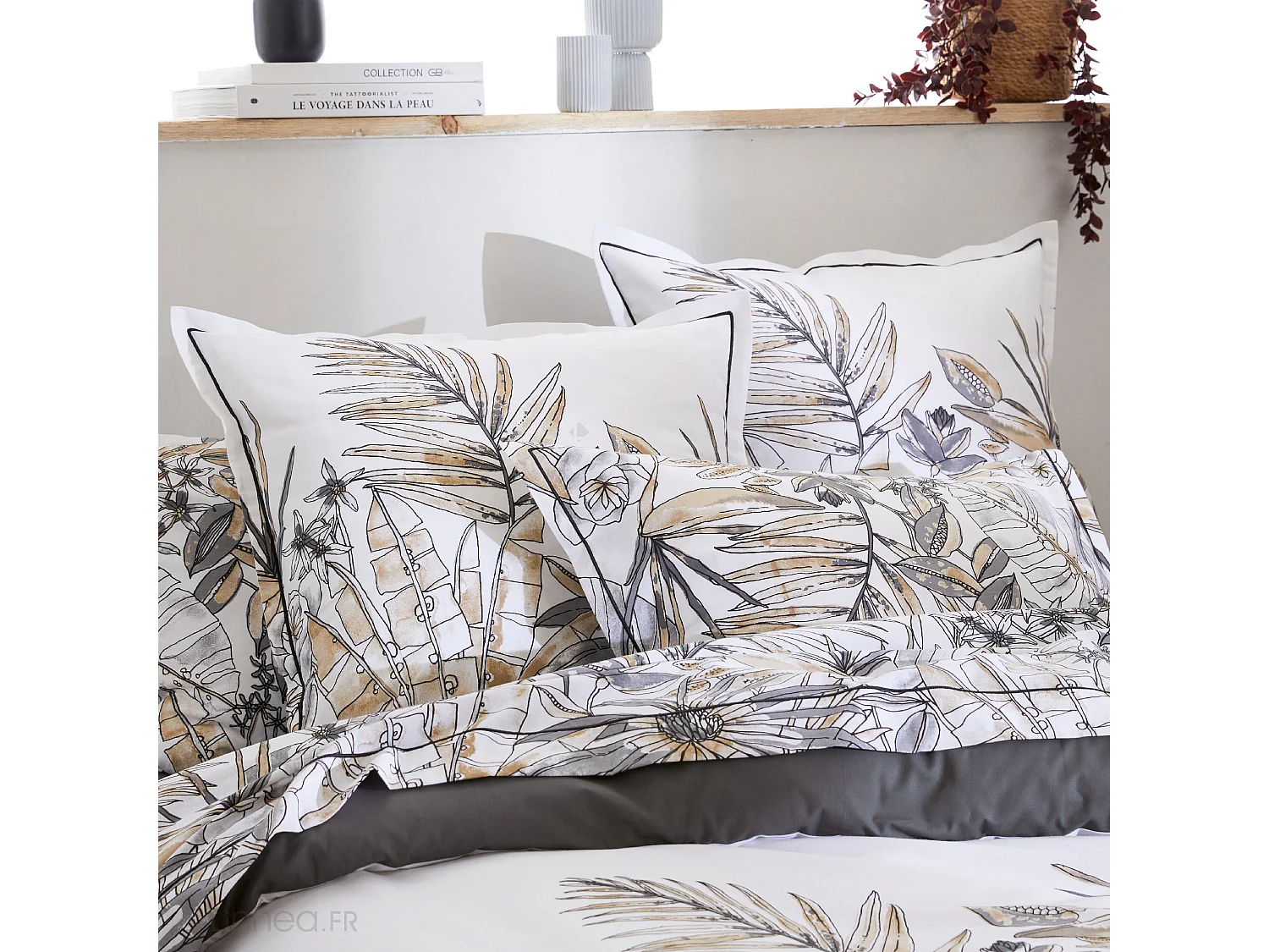 Housse de couette 140x200 cm coton SUMATRA gris Fusain