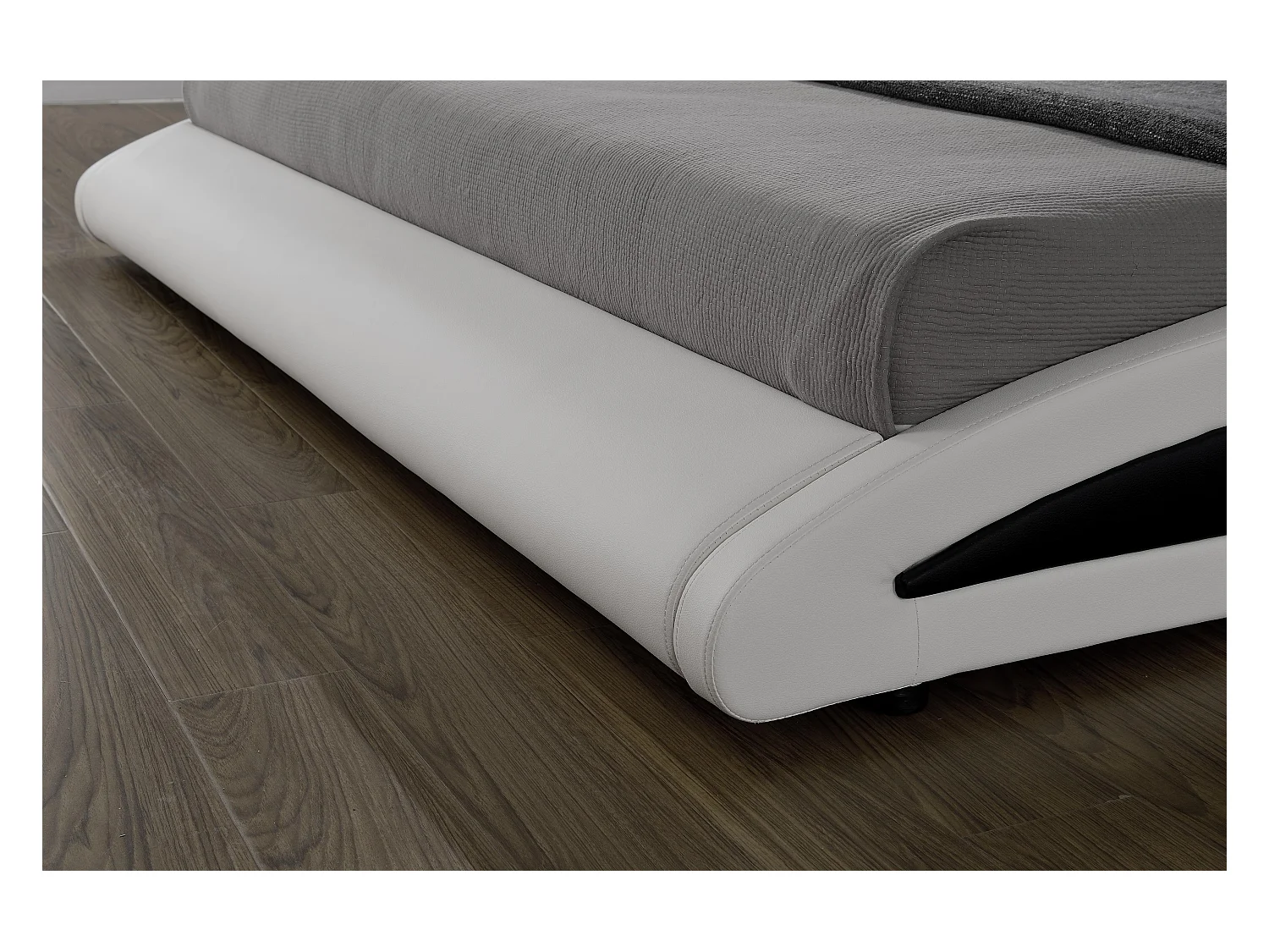 Bettgestell in Weißem Kunstleder mit integrierten LED-Leuchten - 160x200cm BRIXTON