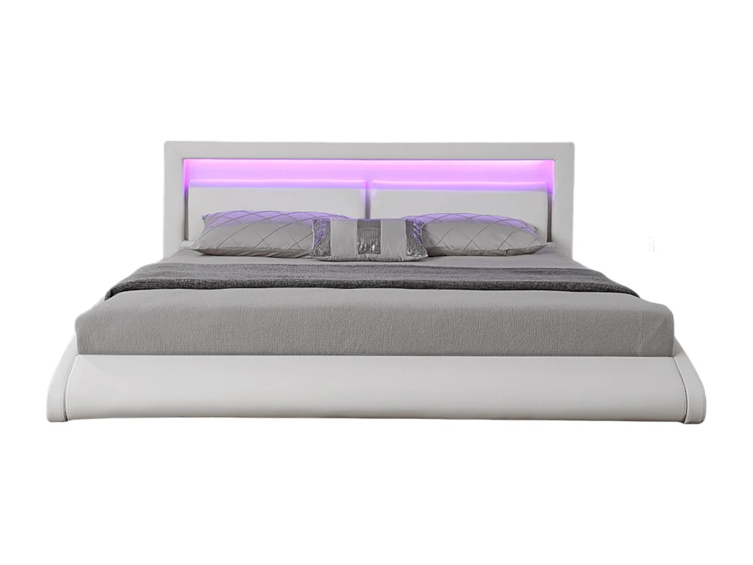 Struttura letto in similpelle bianca con LED 160x200 cm BRIXTON