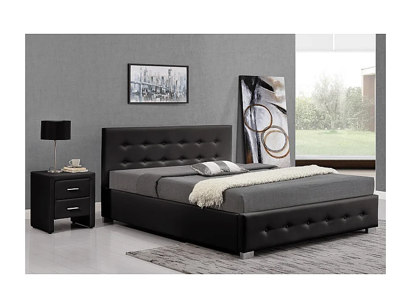 Bettgestell mit Stauraum 140 x 190 cm schwarz NEWINGTON