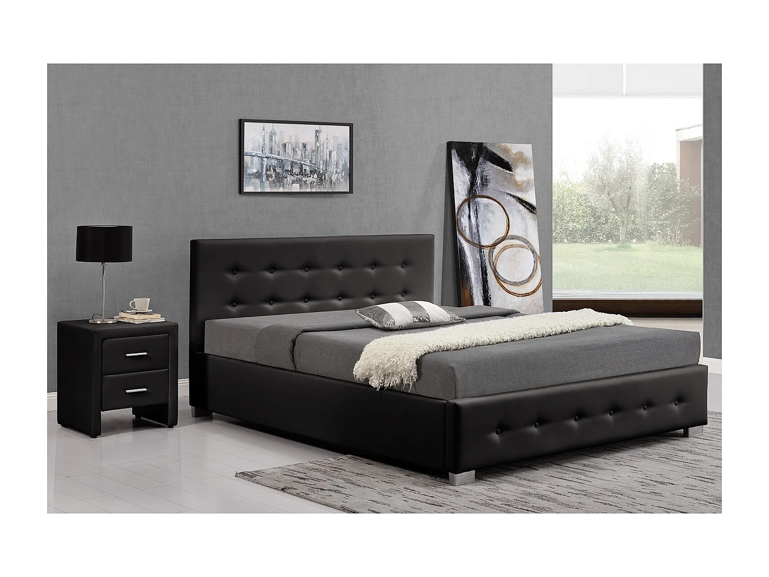 Bettgestell mit Stauraum 140 x 190 cm schwarz NEWINGTON