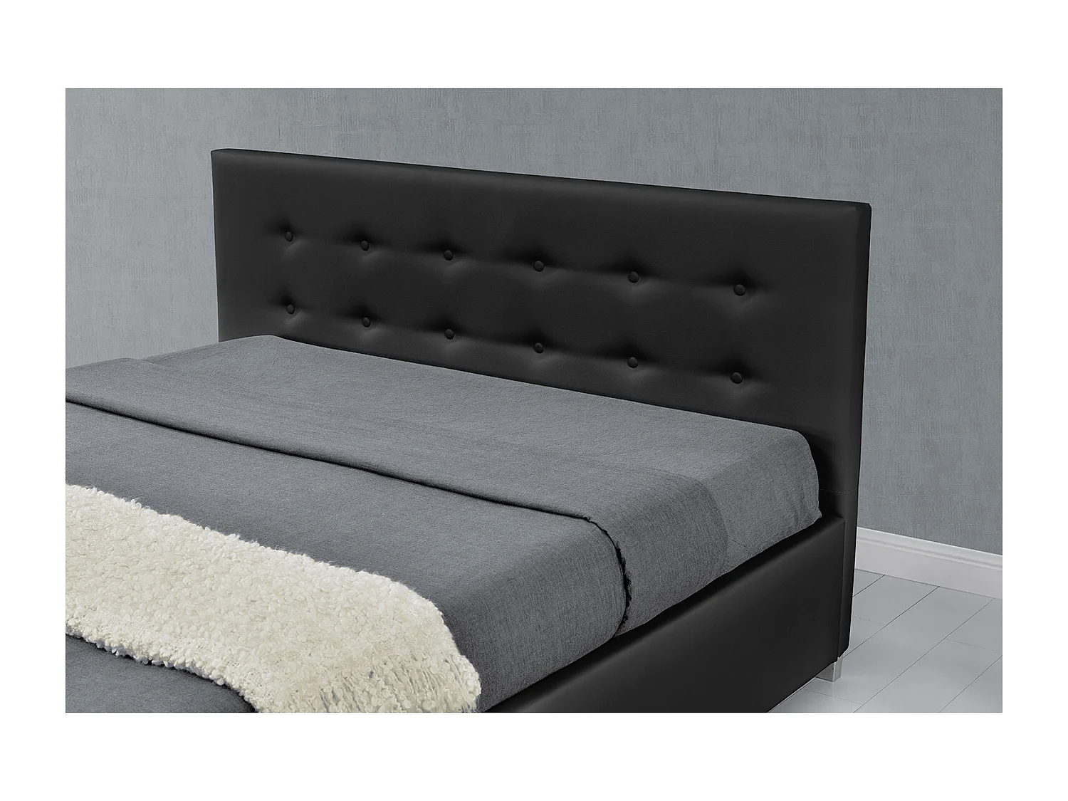 Stucture de lit avec coffre de rangement 140 x 190 cm noir NEWINGTON