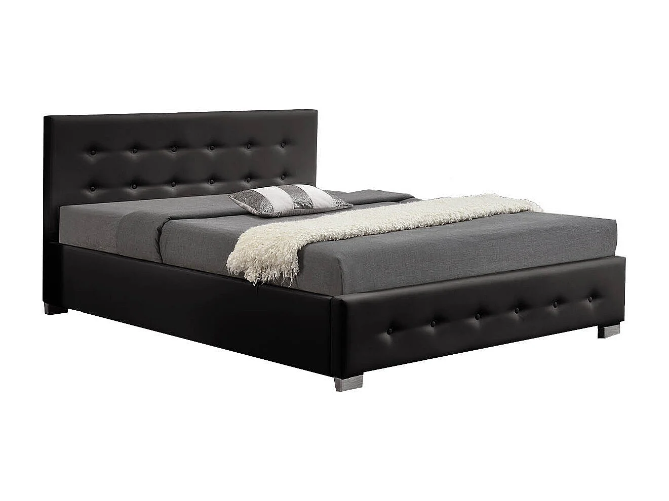 Stucture de lit avec coffre de rangement 140 x 190 cm noir NEWINGTON