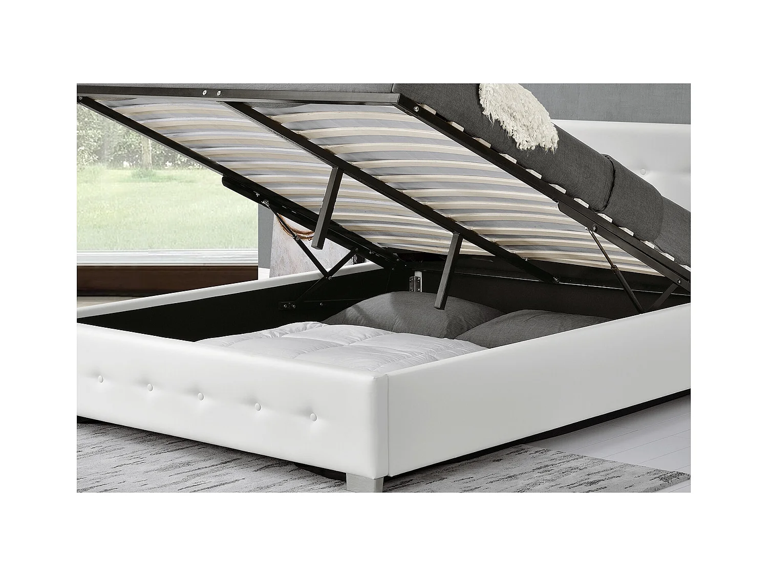 Bettgestell mit Bettkasten 160 x 200 cm weiß NEWINGTON