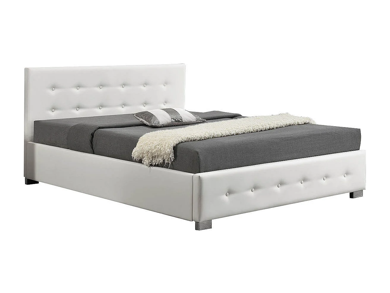 Bettgestell mit Bettkasten 160 x 200 cm weiß NEWINGTON