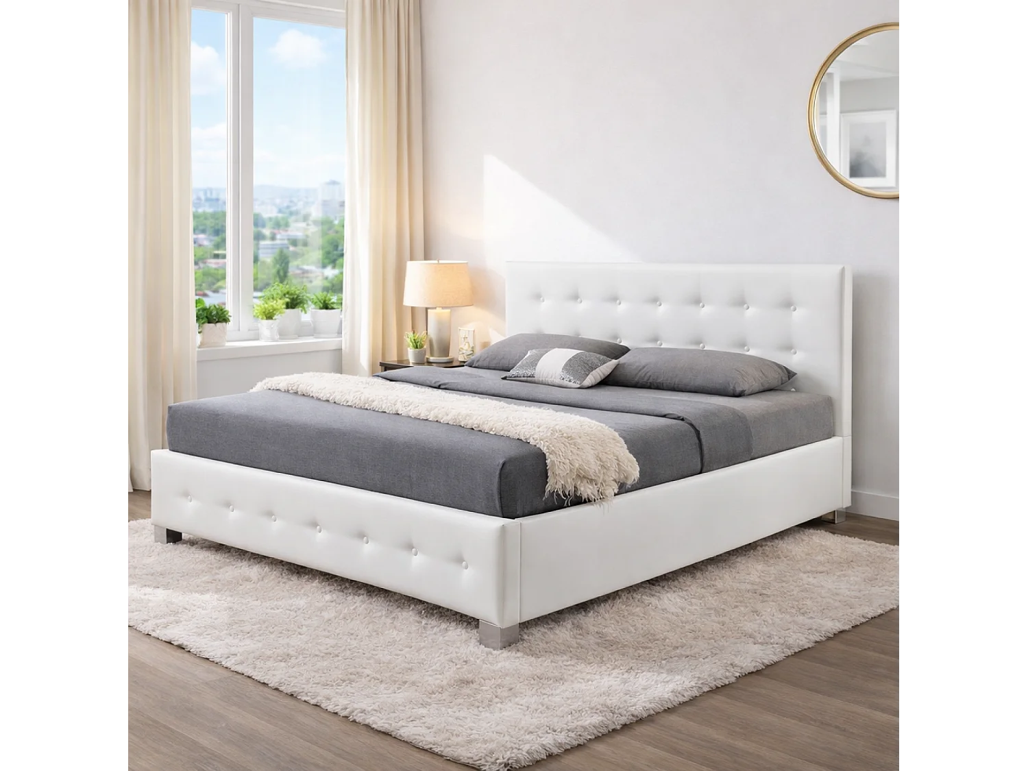 Bettgestell mit Bettkasten 160 x 200 cm weiß NEWINGTON