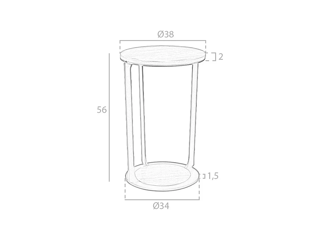 Table d'angle ronde en noyer et acier noir 2116 ANGEL CERDA