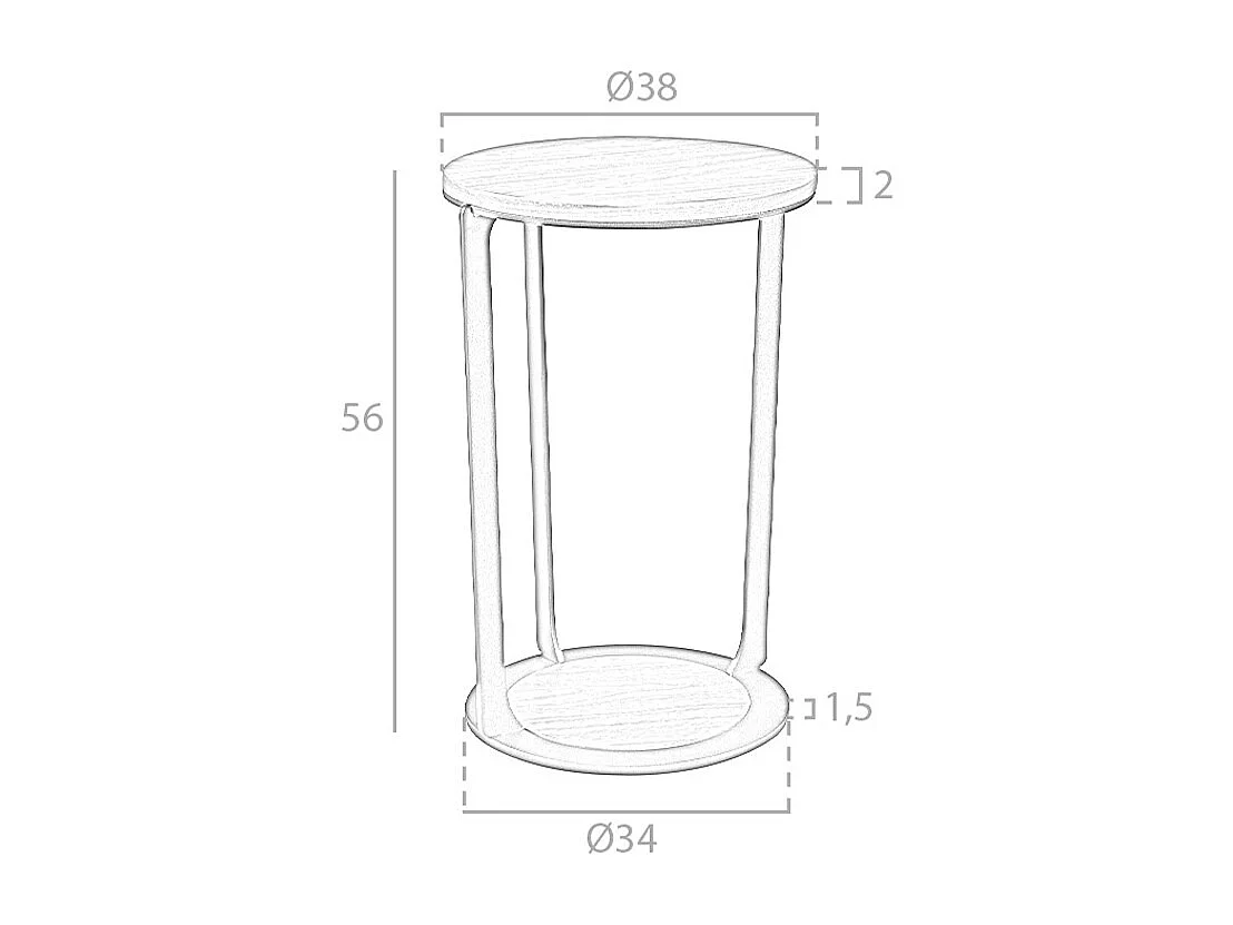 Table d'angle ronde en noyer et acier noir 2116 ANGEL CERDA