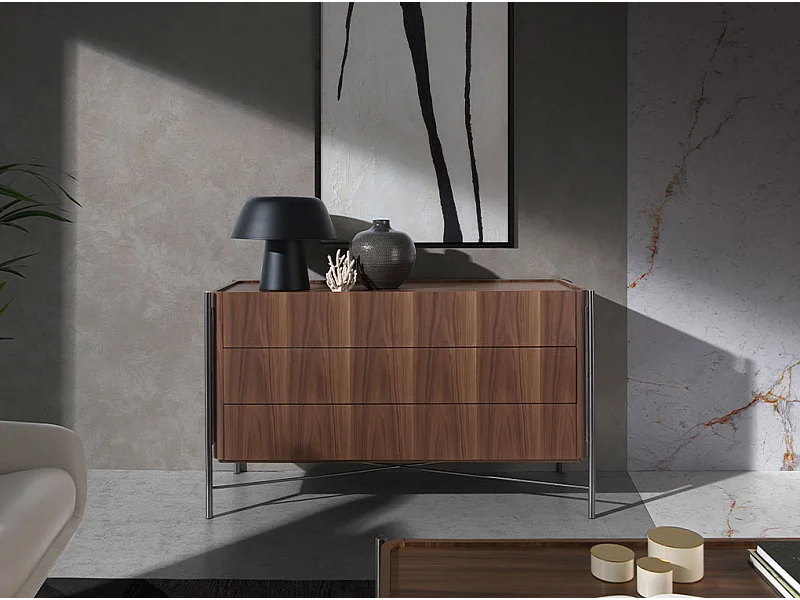 Commode noyer et acier foncé 7139 ANGEL CERDA