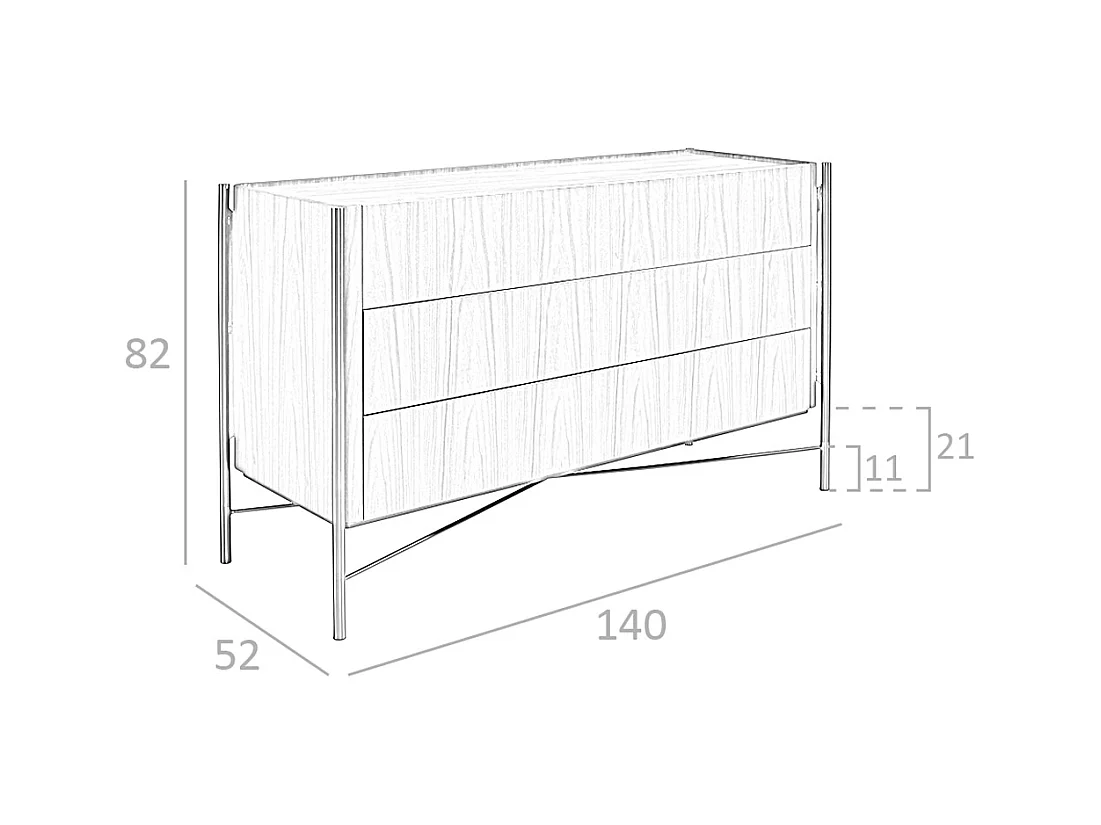 Commode noyer et acier foncé 7139 ANGEL CERDA