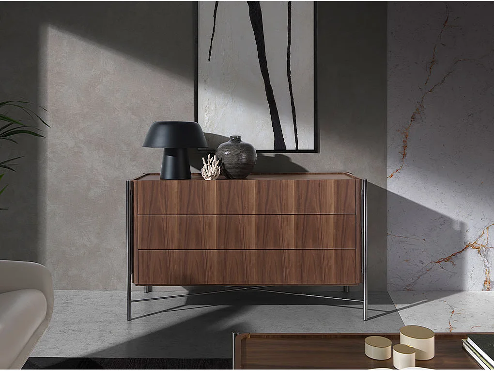 Commode noyer et acier foncé 7139 ANGEL CERDA
