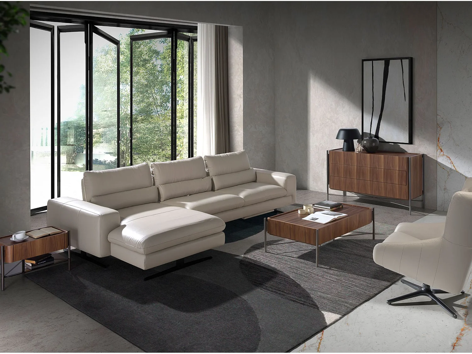 Commode noyer et acier foncé 7139 ANGEL CERDA