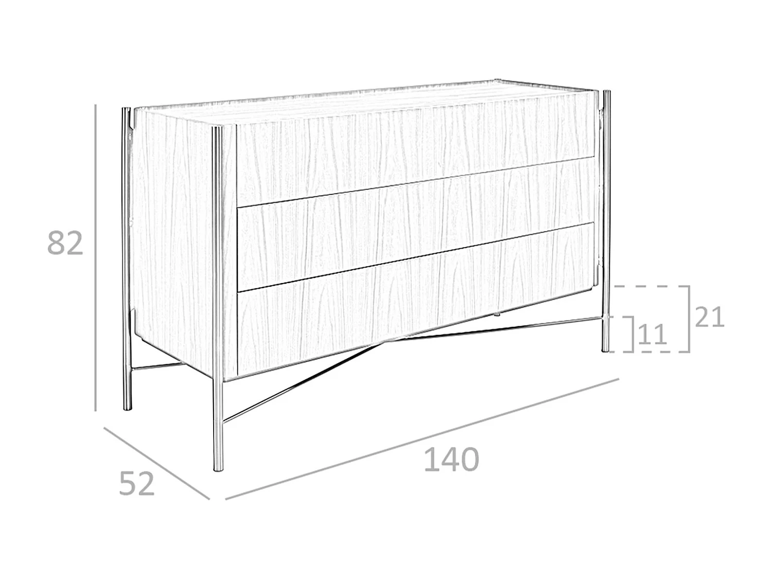 Commode noyer et acier foncé 7139 ANGEL CERDA