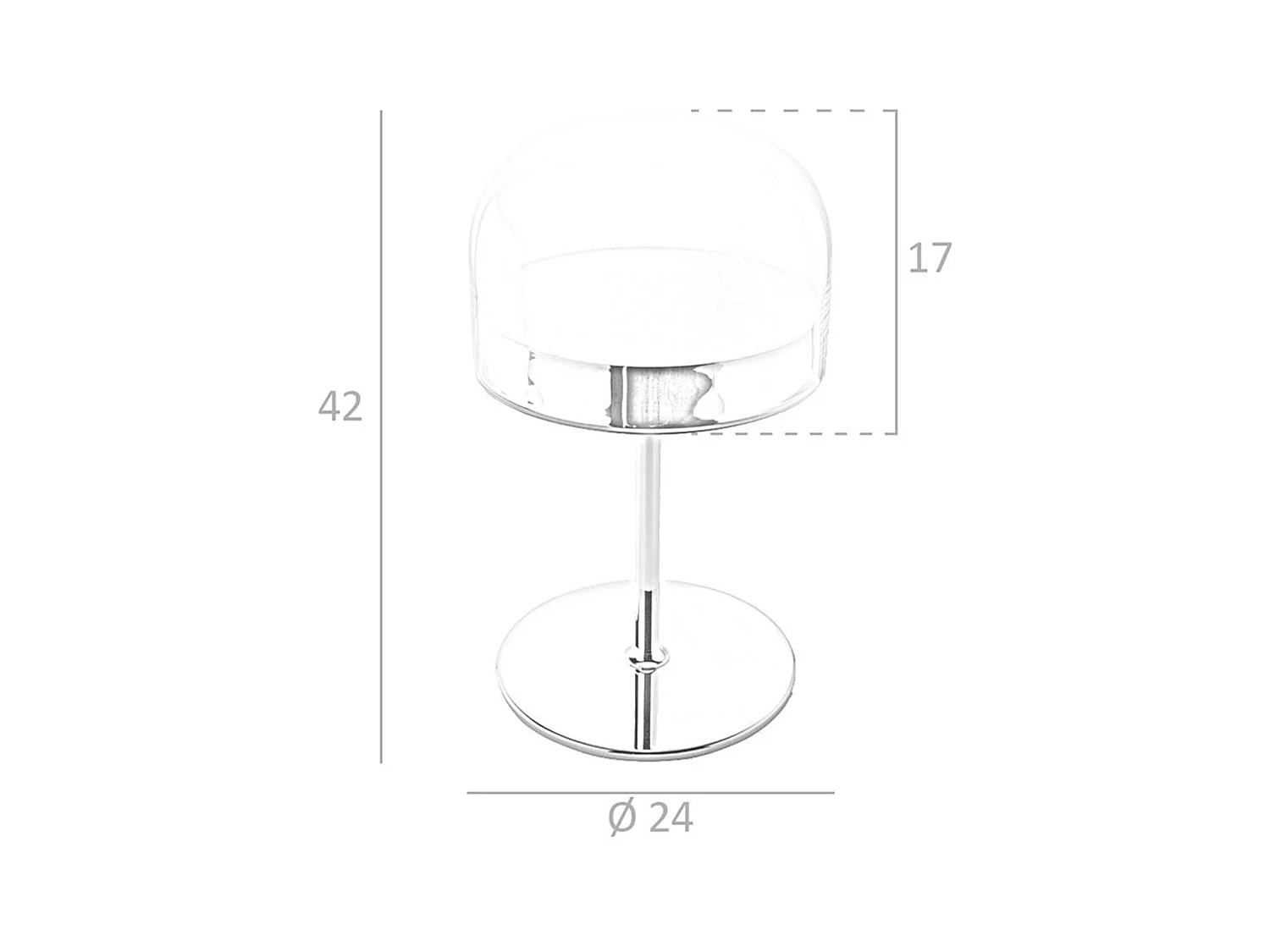 Lampada da tavolo in acciaio e vetro trasparente