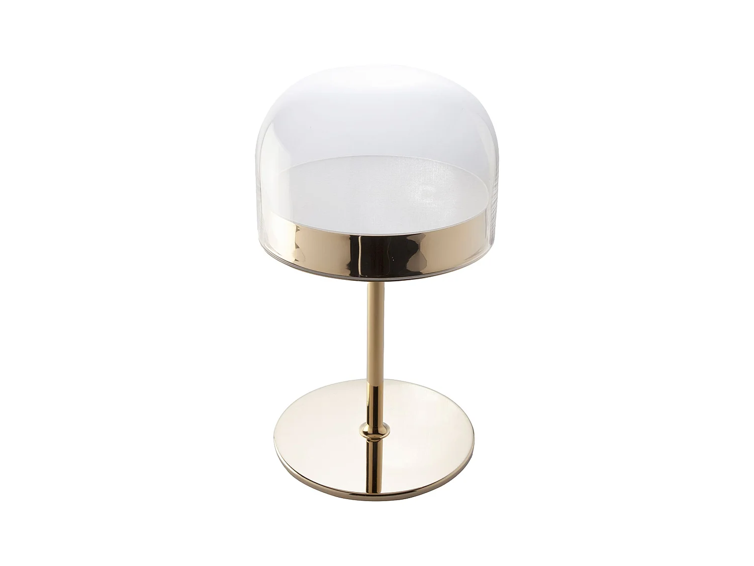 Tafellamp van staal en transparant glas