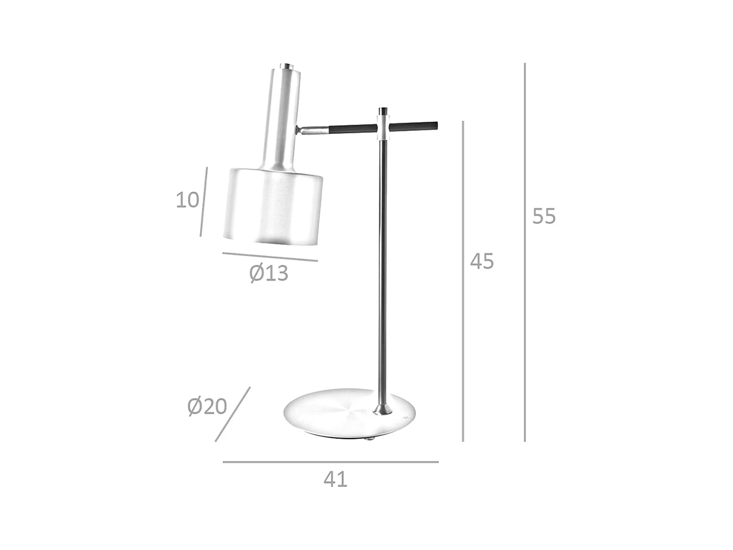 Lampe de bureau en aluminium doré et acier noir