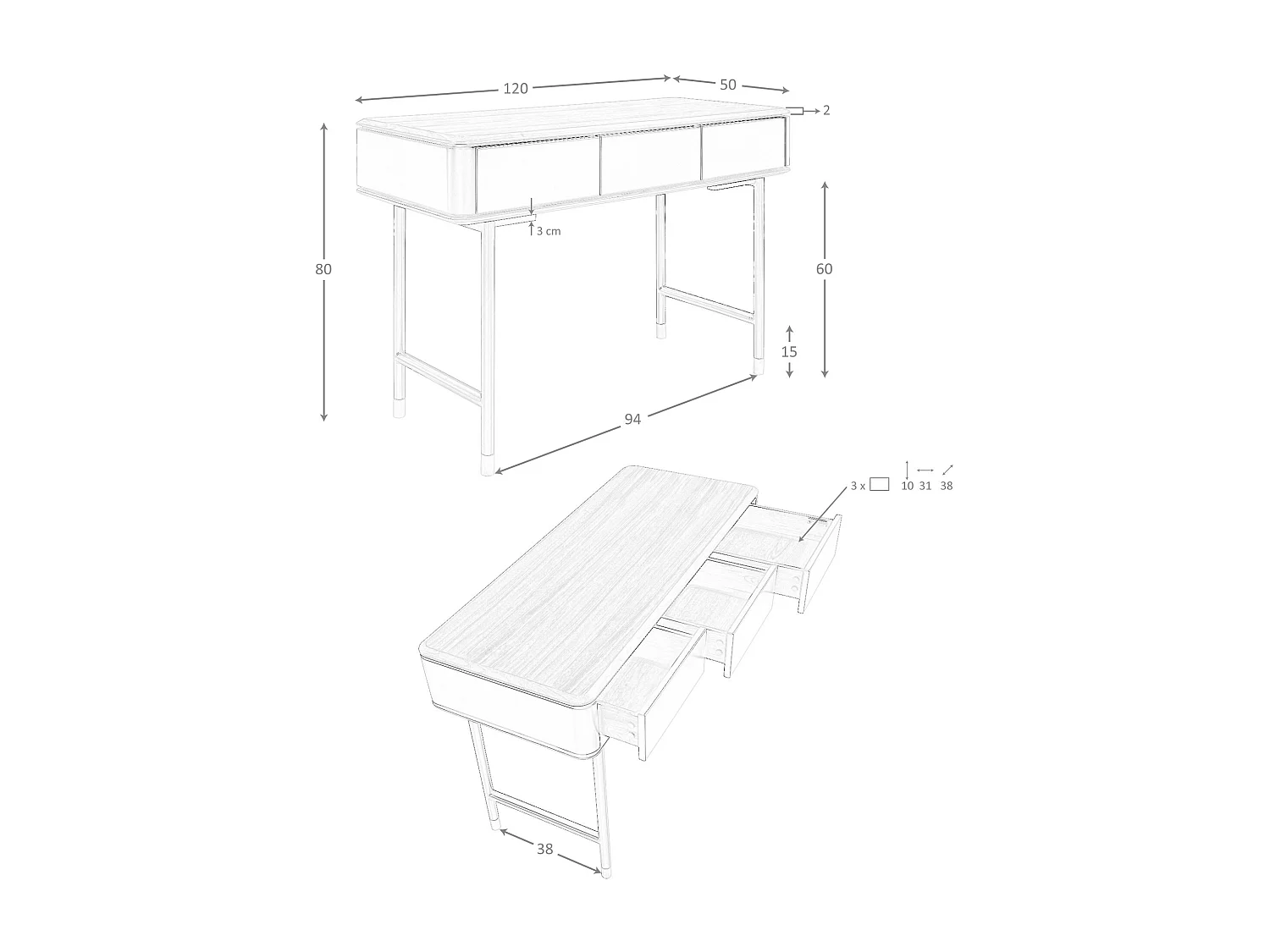 Tafellamp van verguld aluminium en zwart staal 8068 ANGEL CERDA