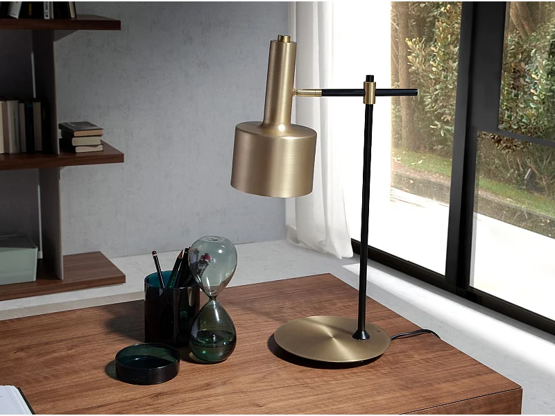 Lampe de bureau en aluminium doré et acier noir 8068 ANGEL CERDA