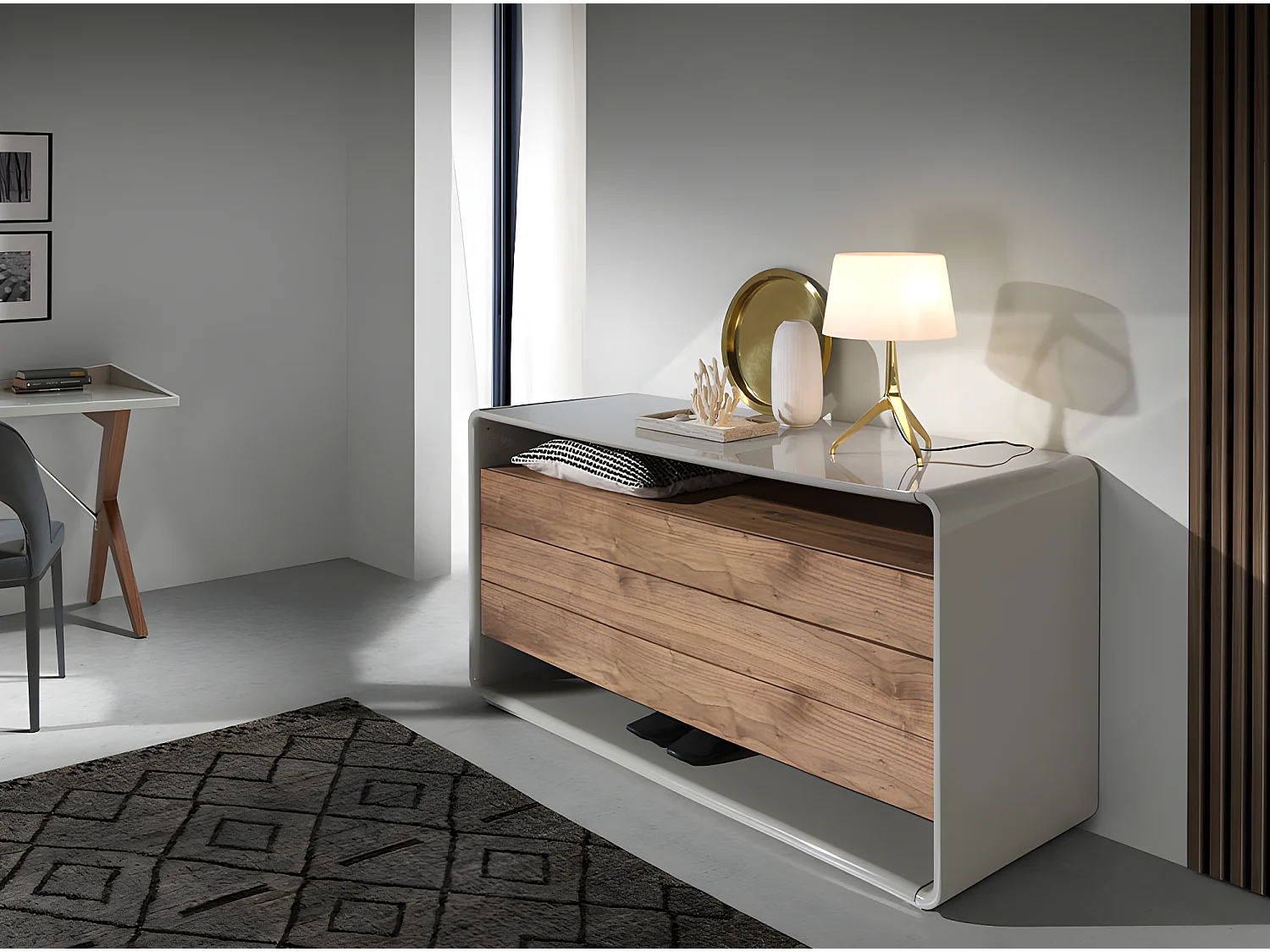 Lampe de table en acier doré et verre 8062 ANGEL CERDA