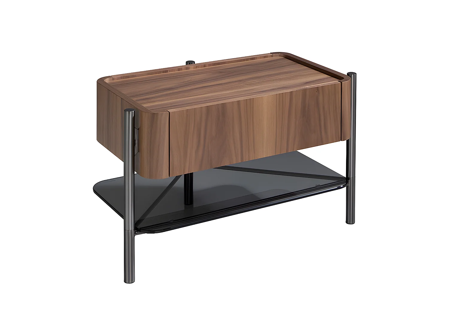 Mesa de cabeceira folheada de nogueira 7138