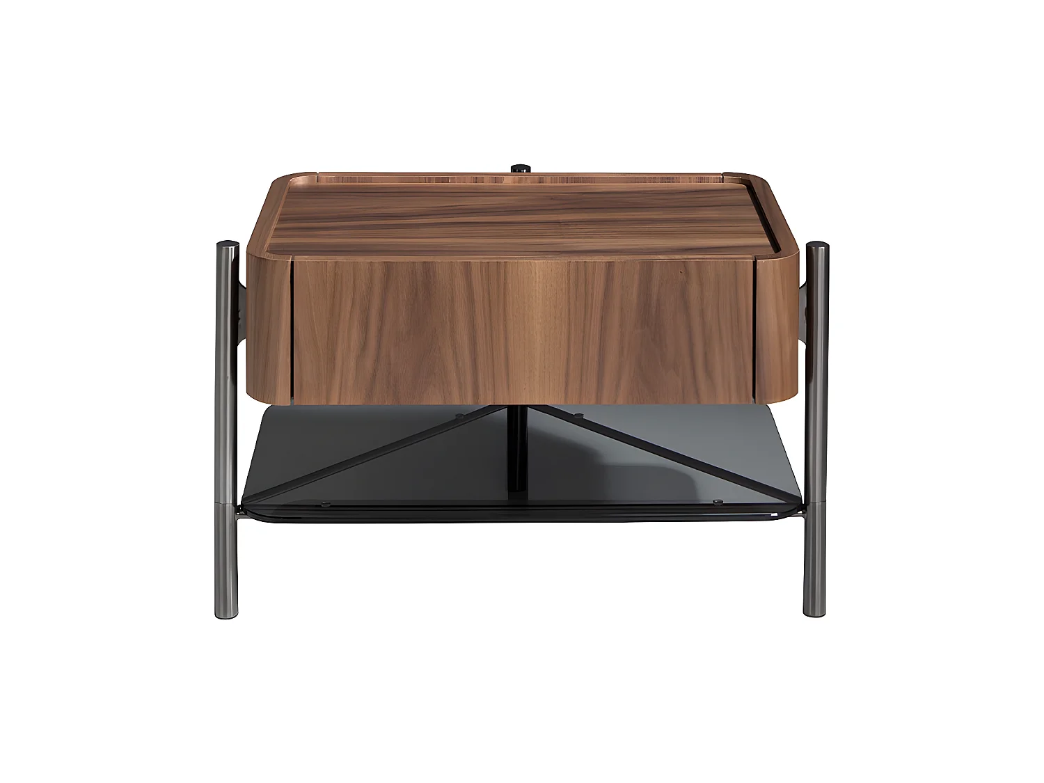 Mesa de cabeceira folheada de nogueira 7138