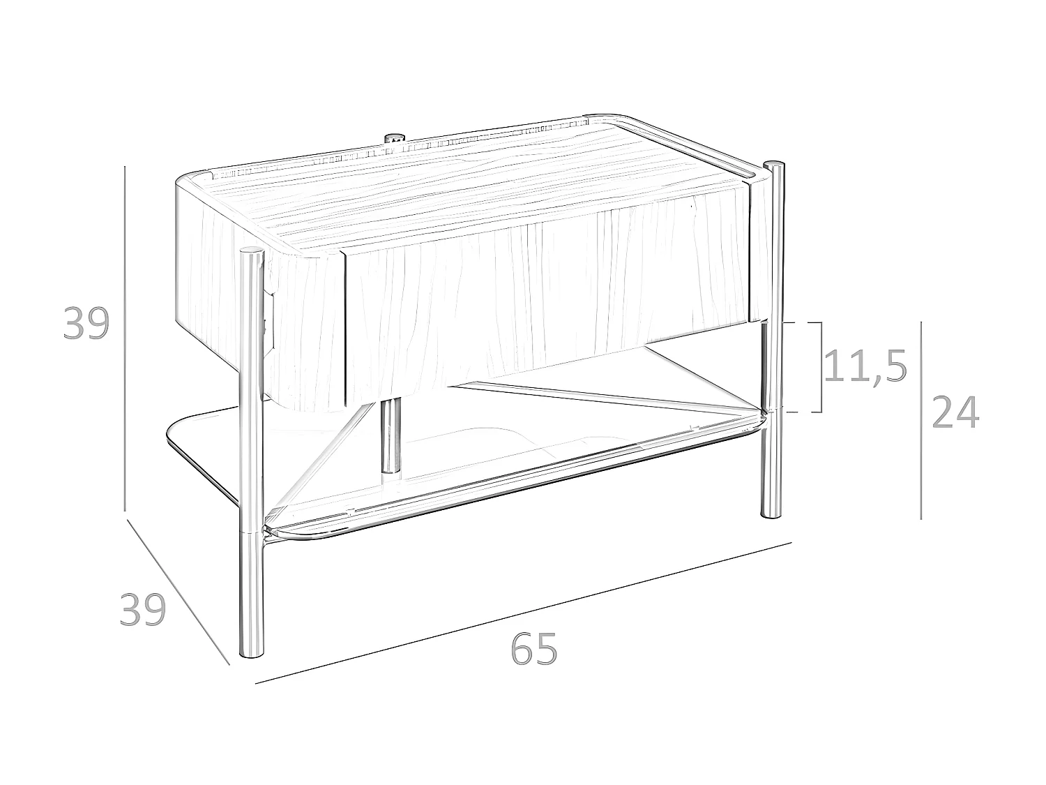Mesa de cabeceira folheada de nogueira 7138
