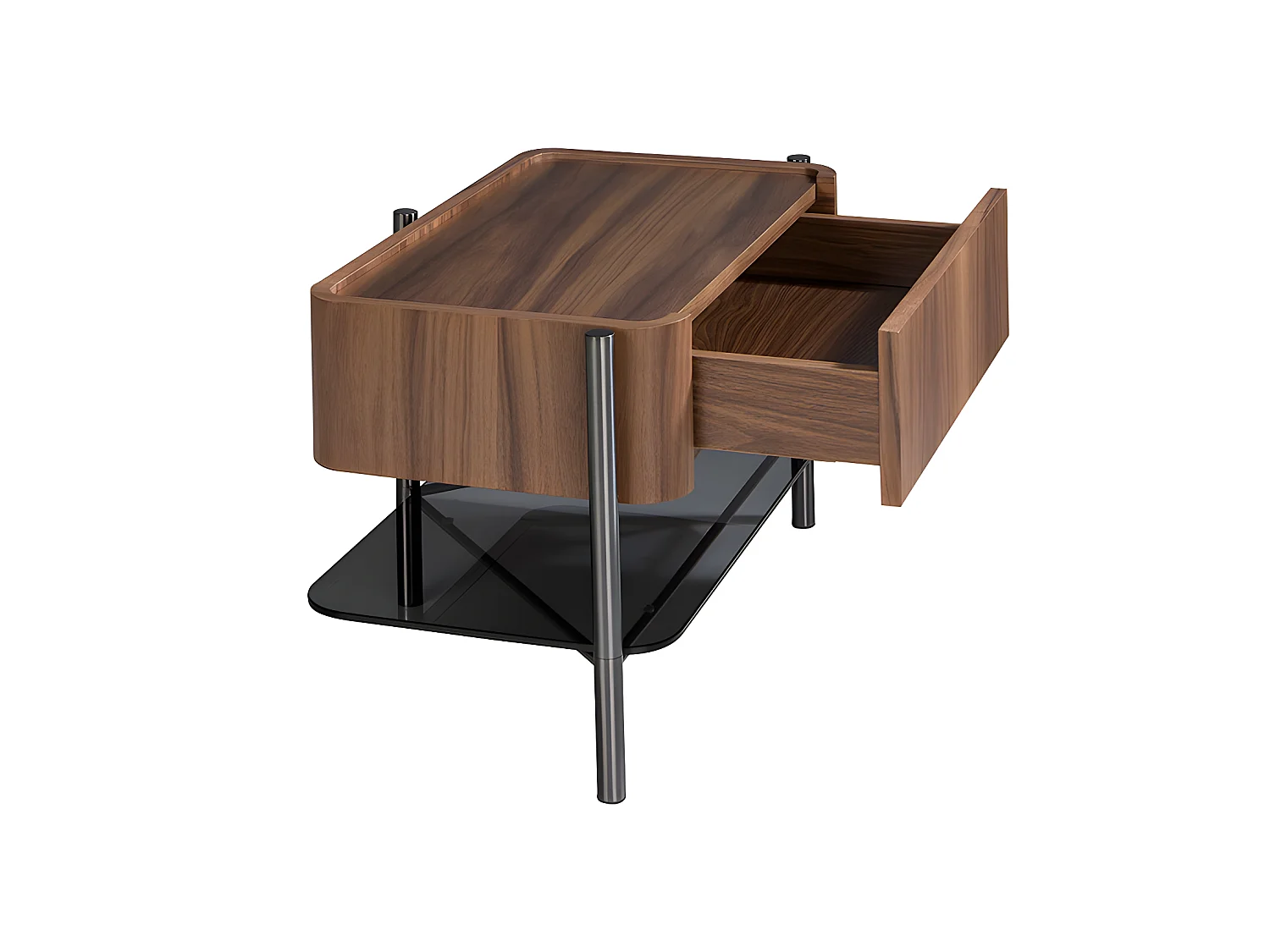 Mesa de cabeceira folheada de nogueira 7138