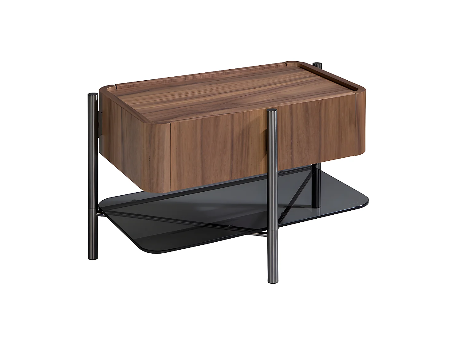 Mesa de cabeceira folheada de nogueira 7138