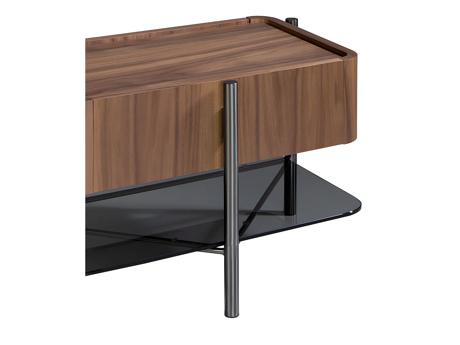 Mesa de cabeceira folheada de nogueira 7138