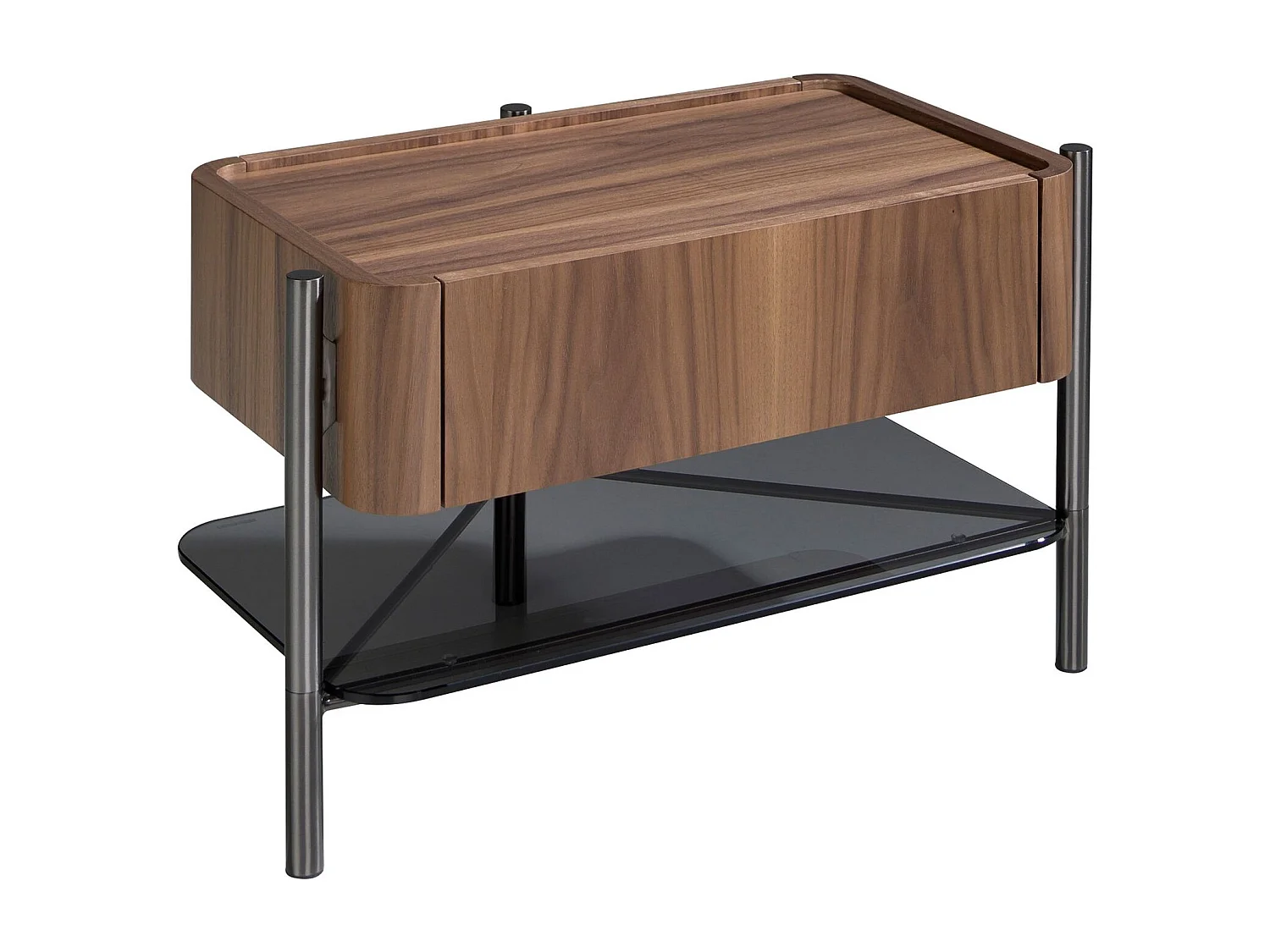 Table de chevet noyer et acier foncé 7138 ANGEL CERDA