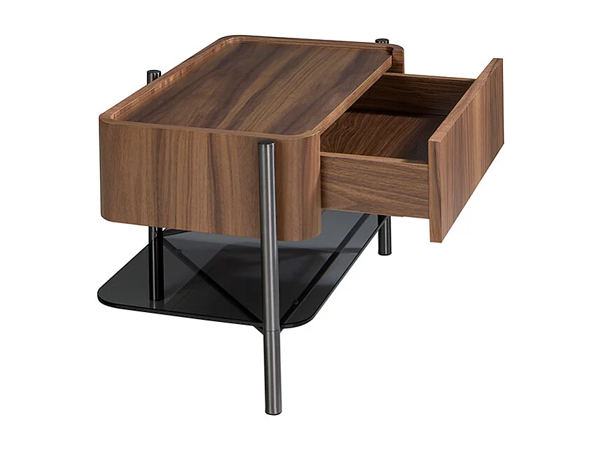 Table de chevet noyer et acier foncé 7138 ANGEL CERDA