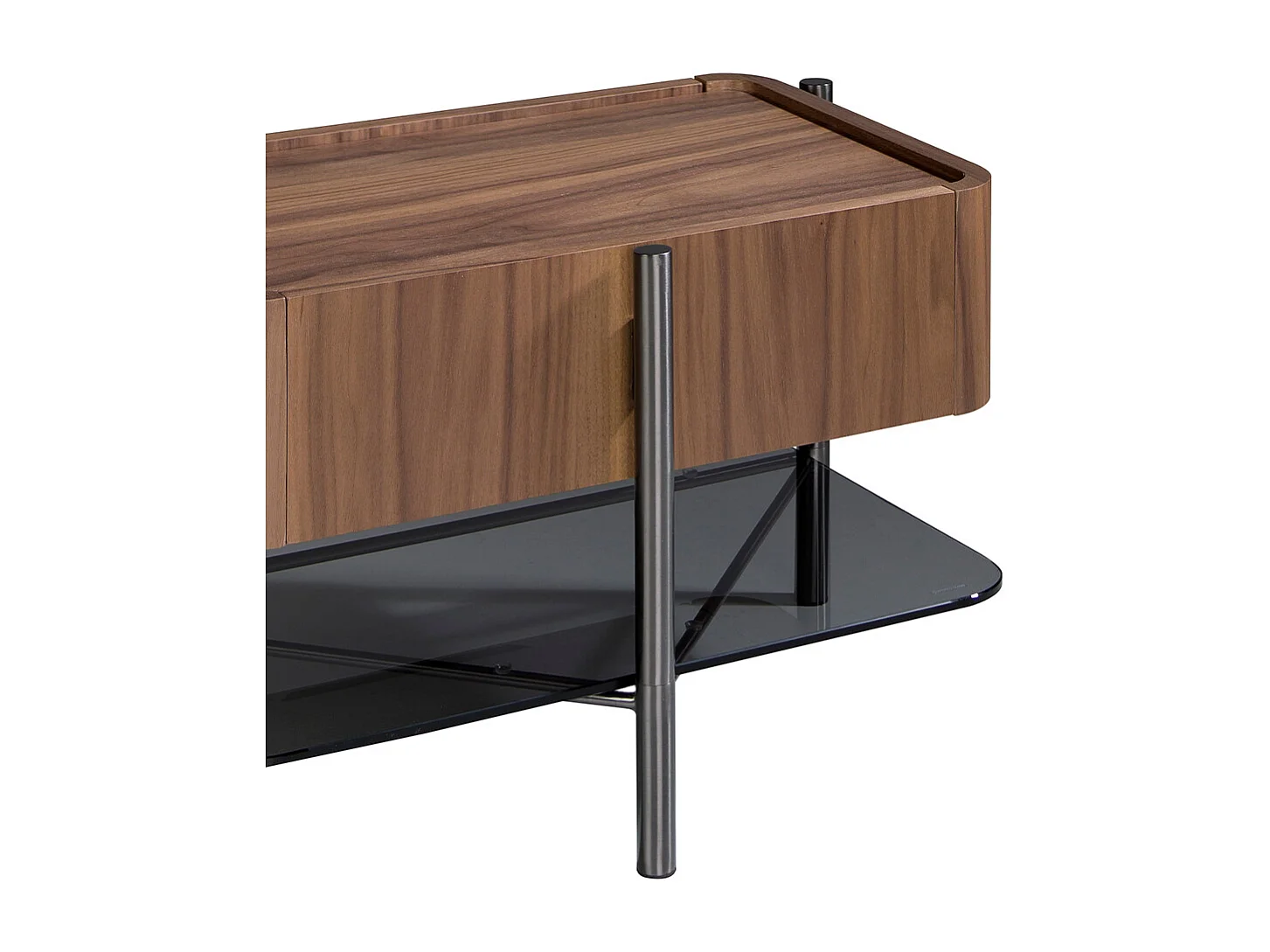 Table de chevet noyer et acier foncé 7138 ANGEL CERDA