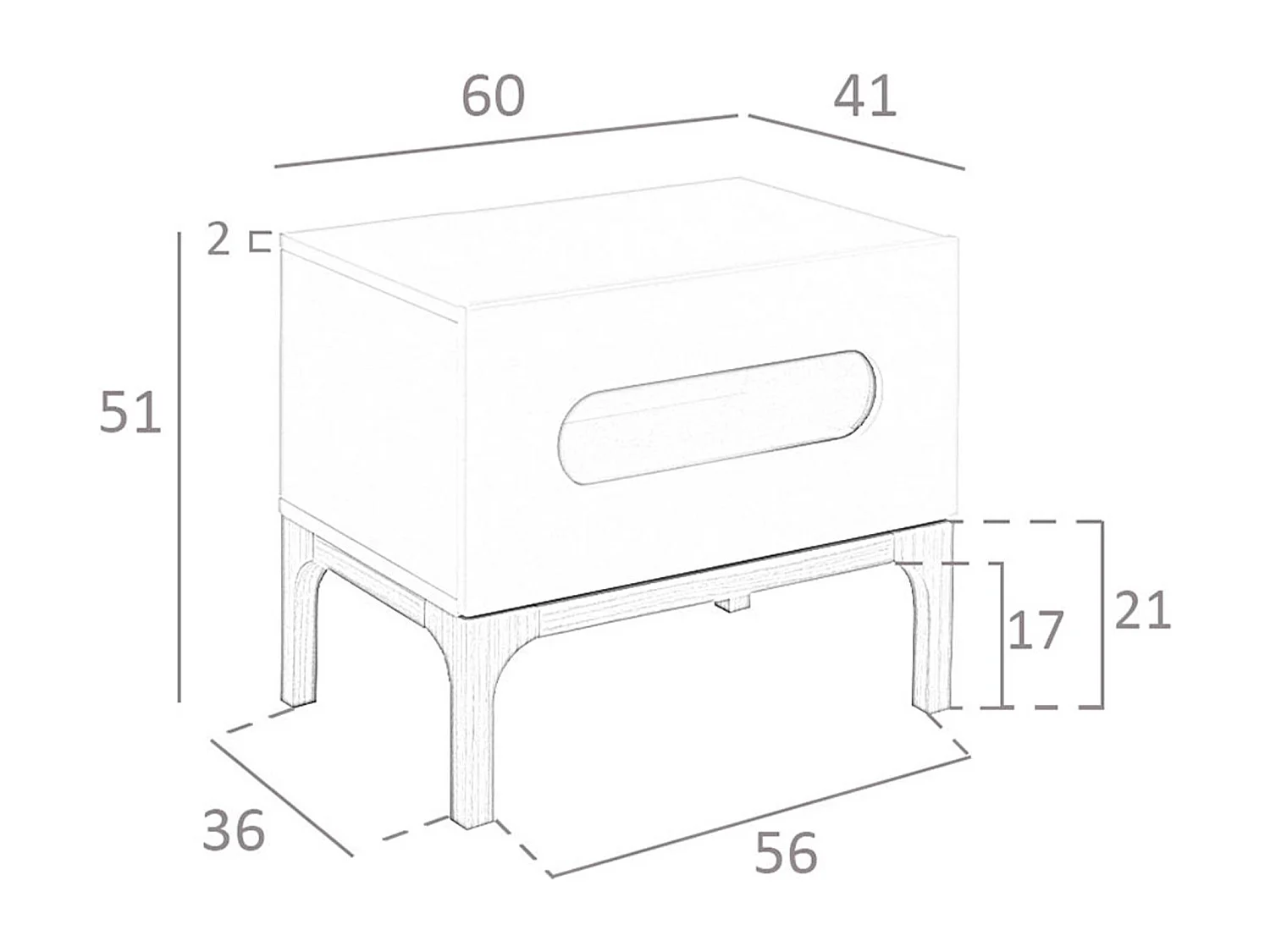 Nachtkastje van walnoothout met walnootfineer 7138 ANGEL CERDA