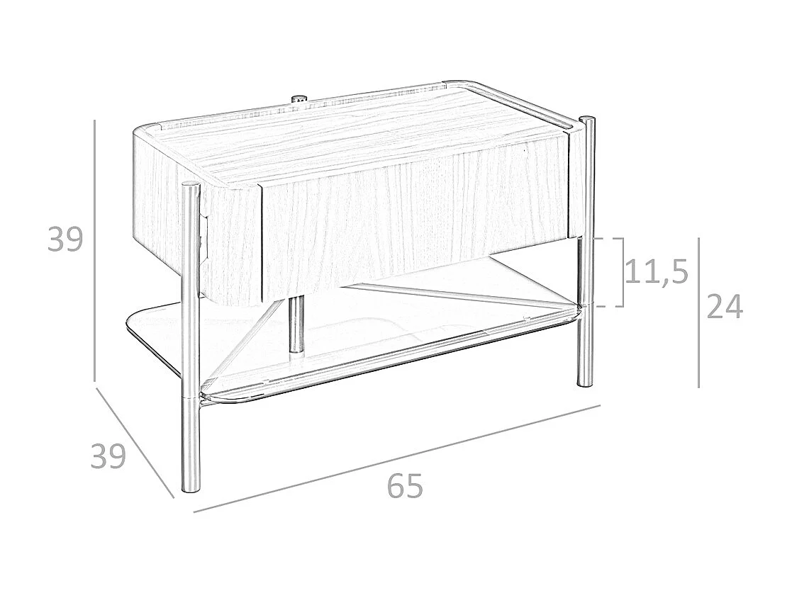 Nachtkastje van walnoothout met walnootfineer 7138 ANGEL CERDA