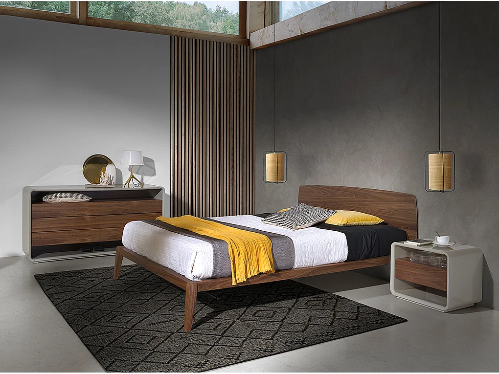 Nachtkastje walnoot en grijs hout 7134 ANGEL CERDA