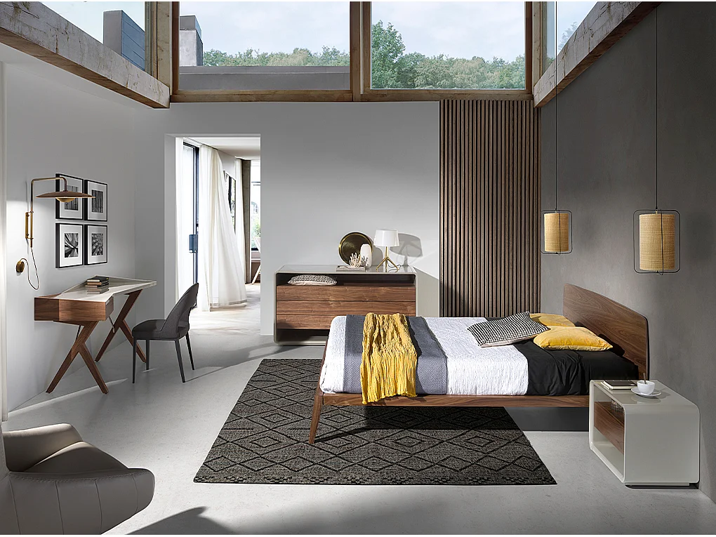 Nachtkastje walnoot en grijs hout 7134 ANGEL CERDA