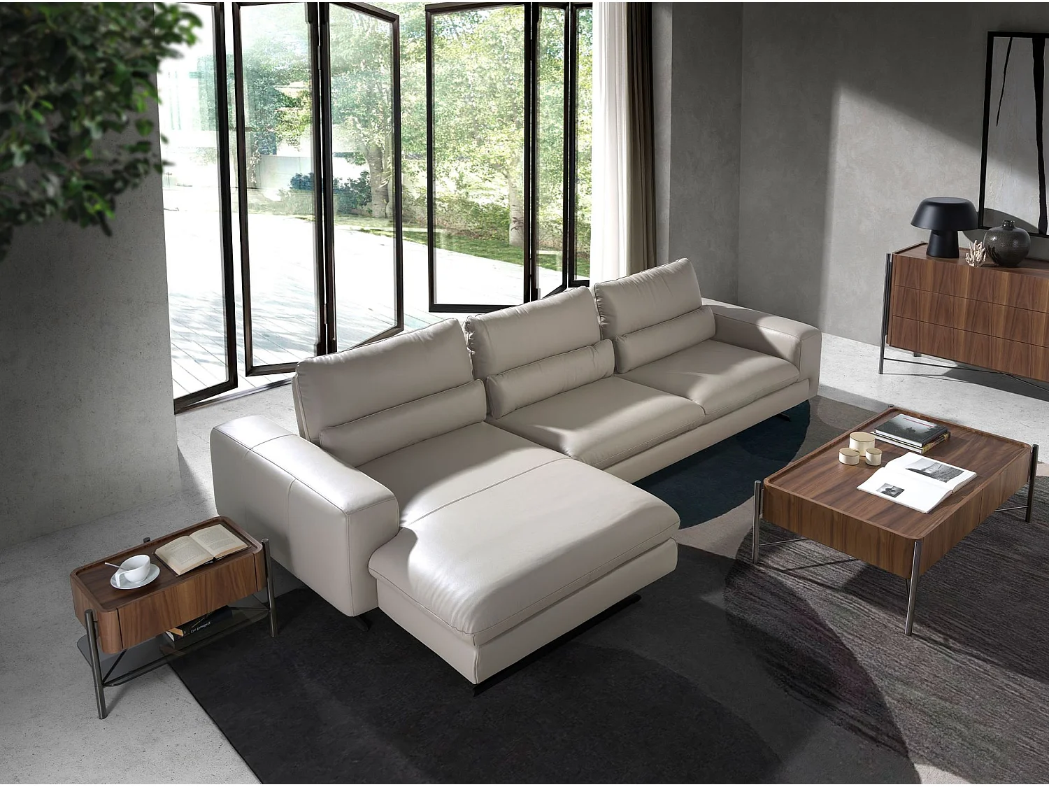 Nachtkastje walnoot en grijs hout 7134 ANGEL CERDA