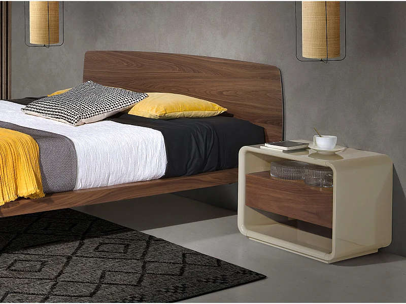 Comodino noce e legno grigio 7134 ANGEL CERDA