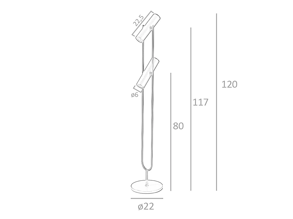 Candeeiro de pé em aço inoxidável preto 8060