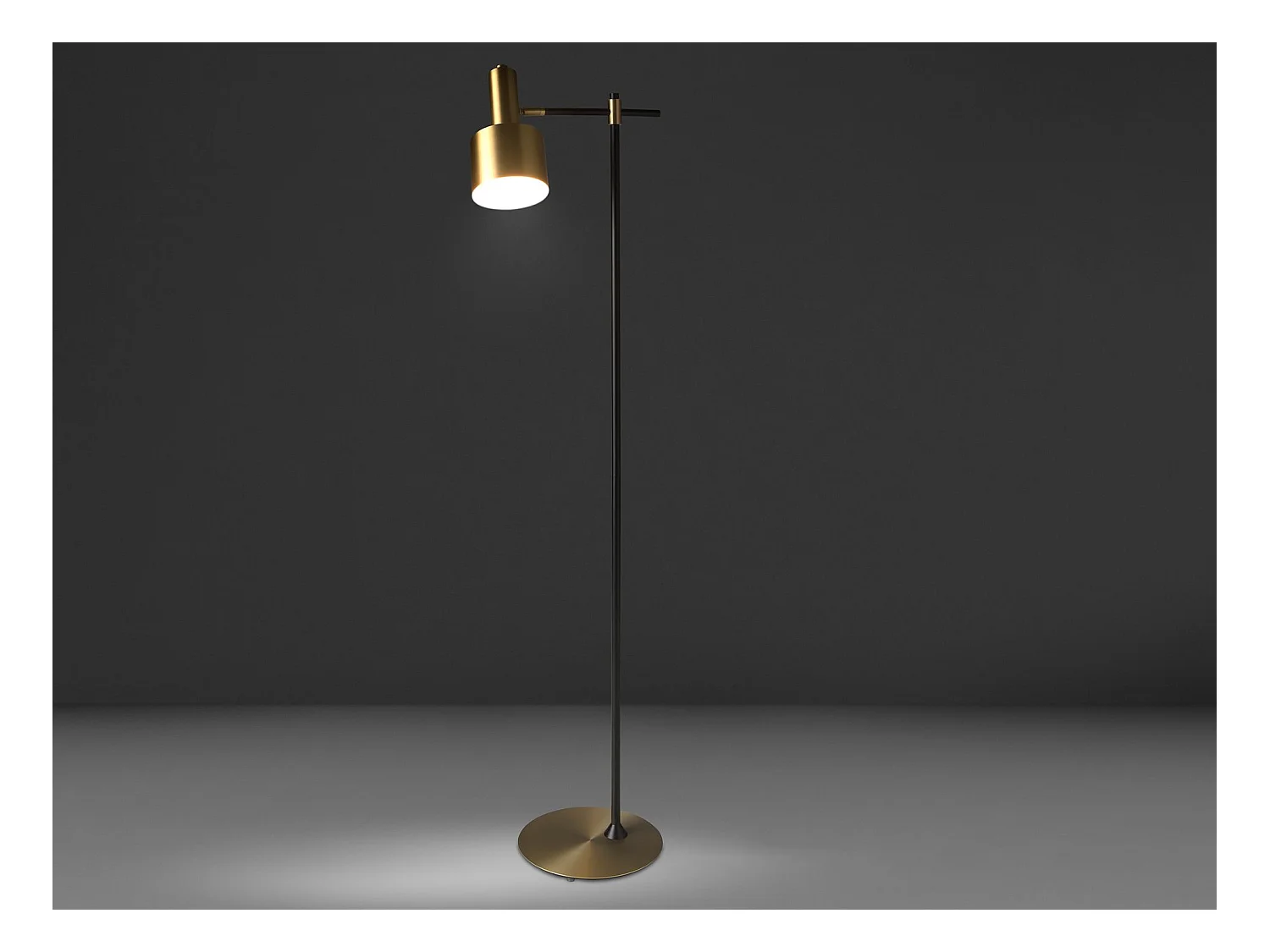 Lampadaire aluminium doré et acier noir