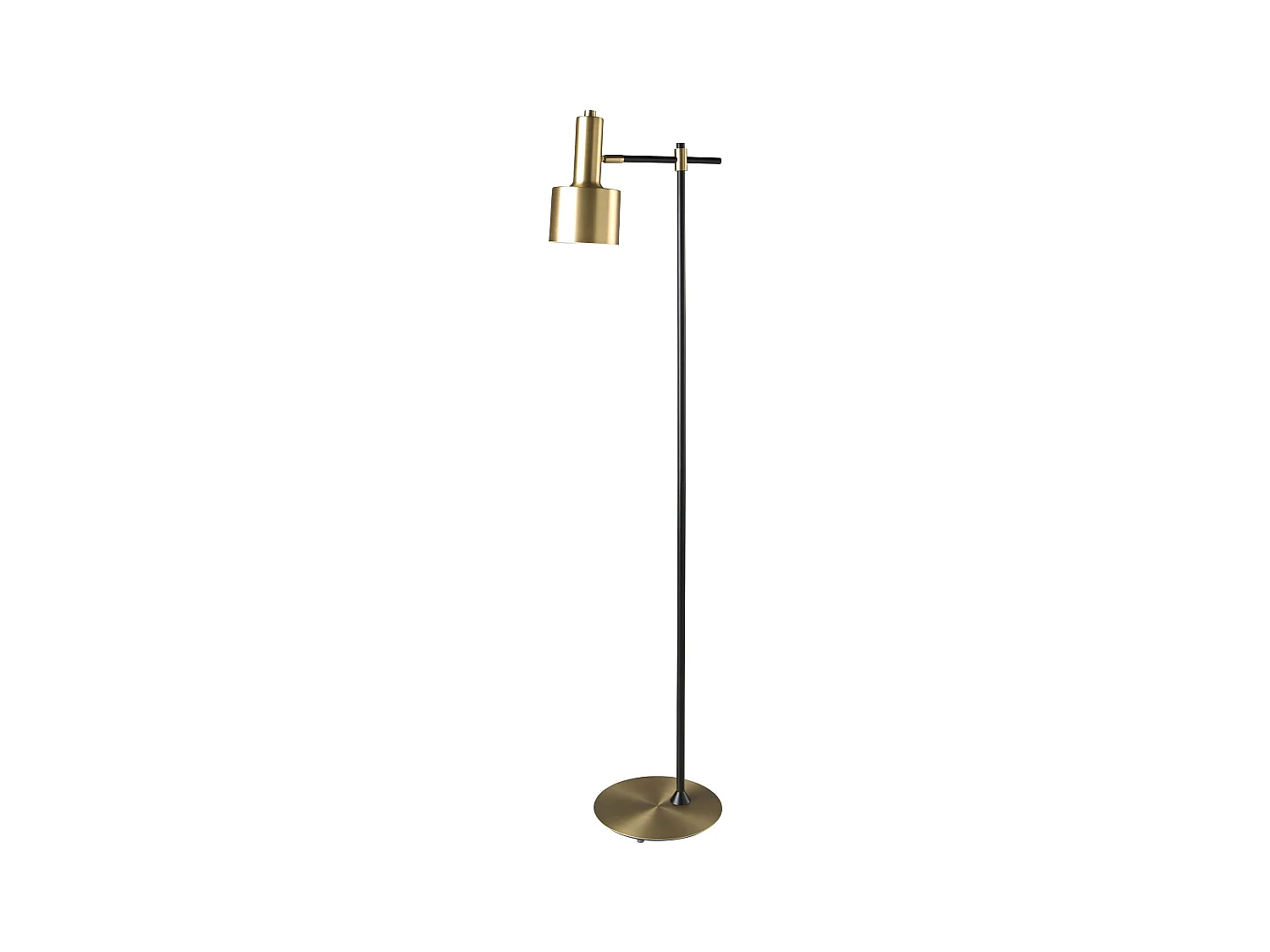 Staande lamp in verguld aluminium en zwart staal