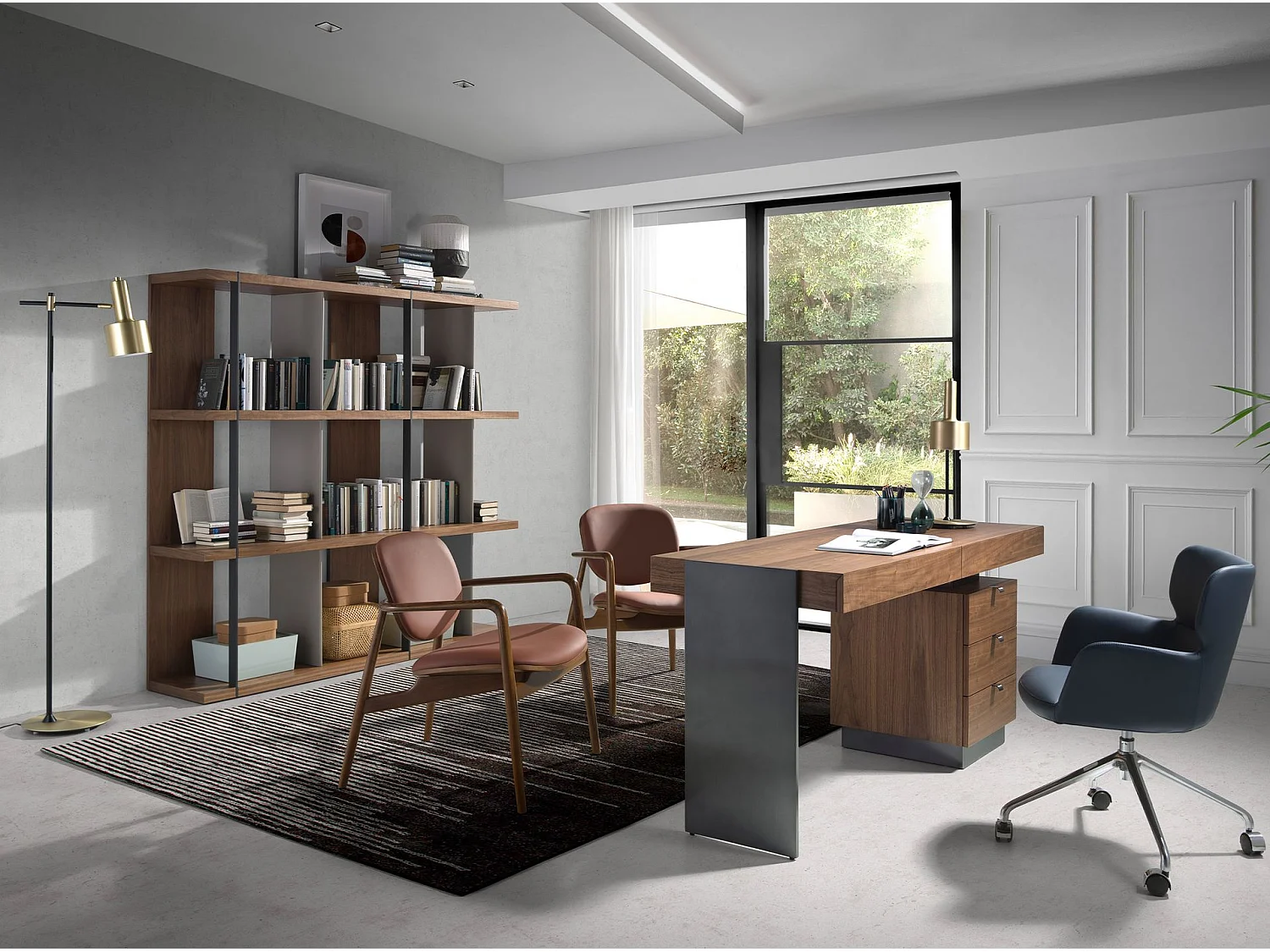 Lampa podłogowa z pozłacanego aluminium i czarnej stali 8069 ANGEL CERDA