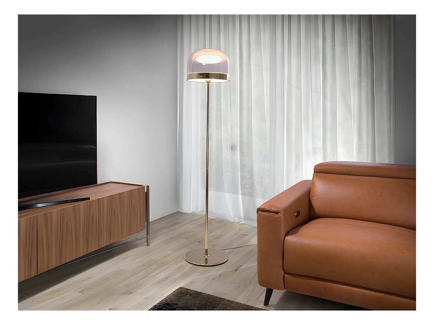 Lampadaire en doré et verre transparent 8067 ANGEL CERDA